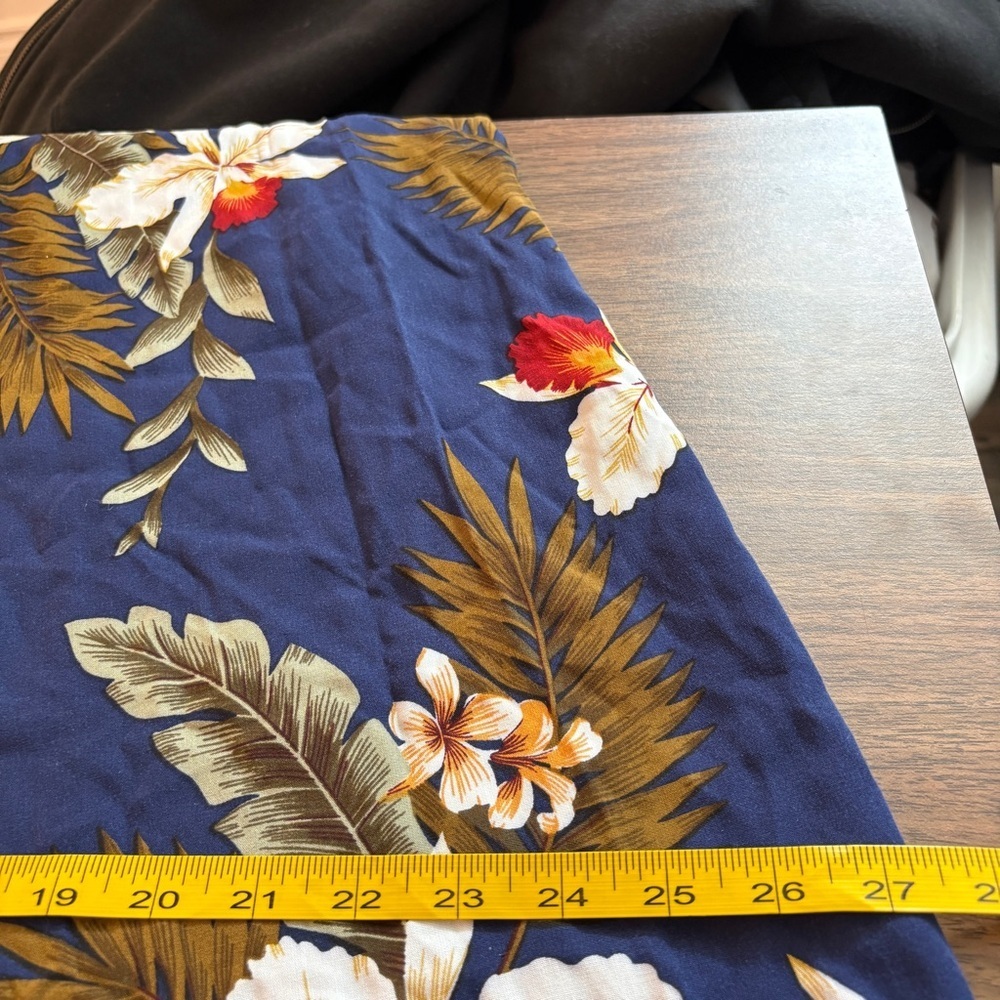❤️ VTG TwoPalms Hawaii Navy Floral Sarong Dress Faux Wrap Midi Boho Tropical L - Picture 9 of 10